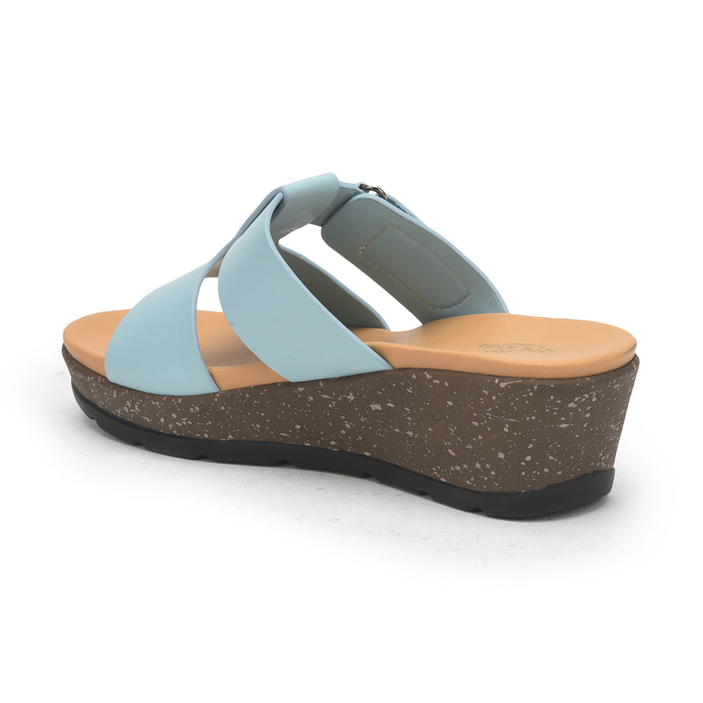 Senorita Casual Sea Blue Wedge Heels For Women DZL-86 By Liberty