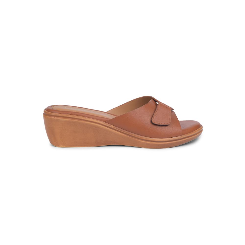 Healers By Liberty Women LDF-21 Tan Wedges Casual Slippers