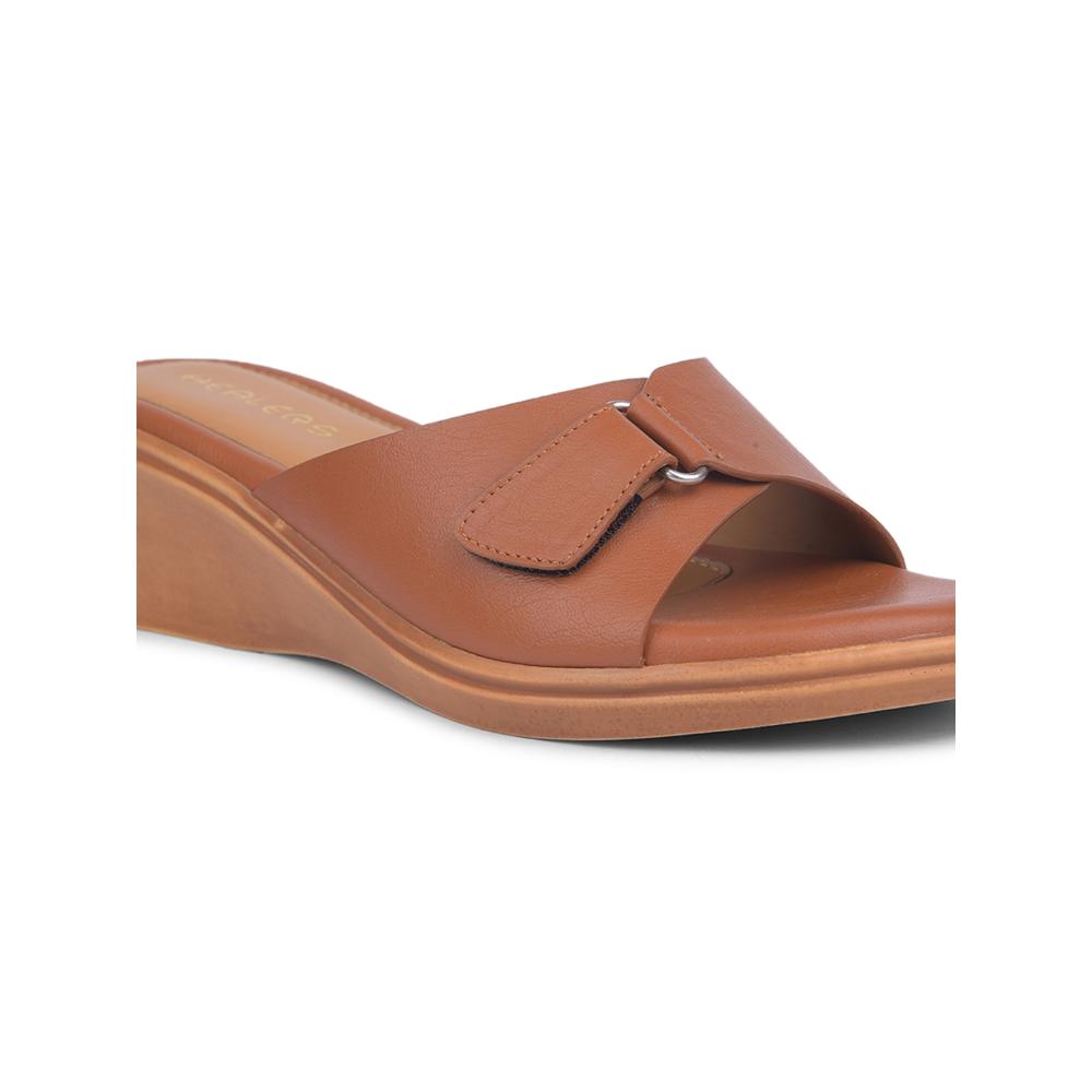 Healers By Liberty Women LDF-21 Tan Wedges Casual Slippers