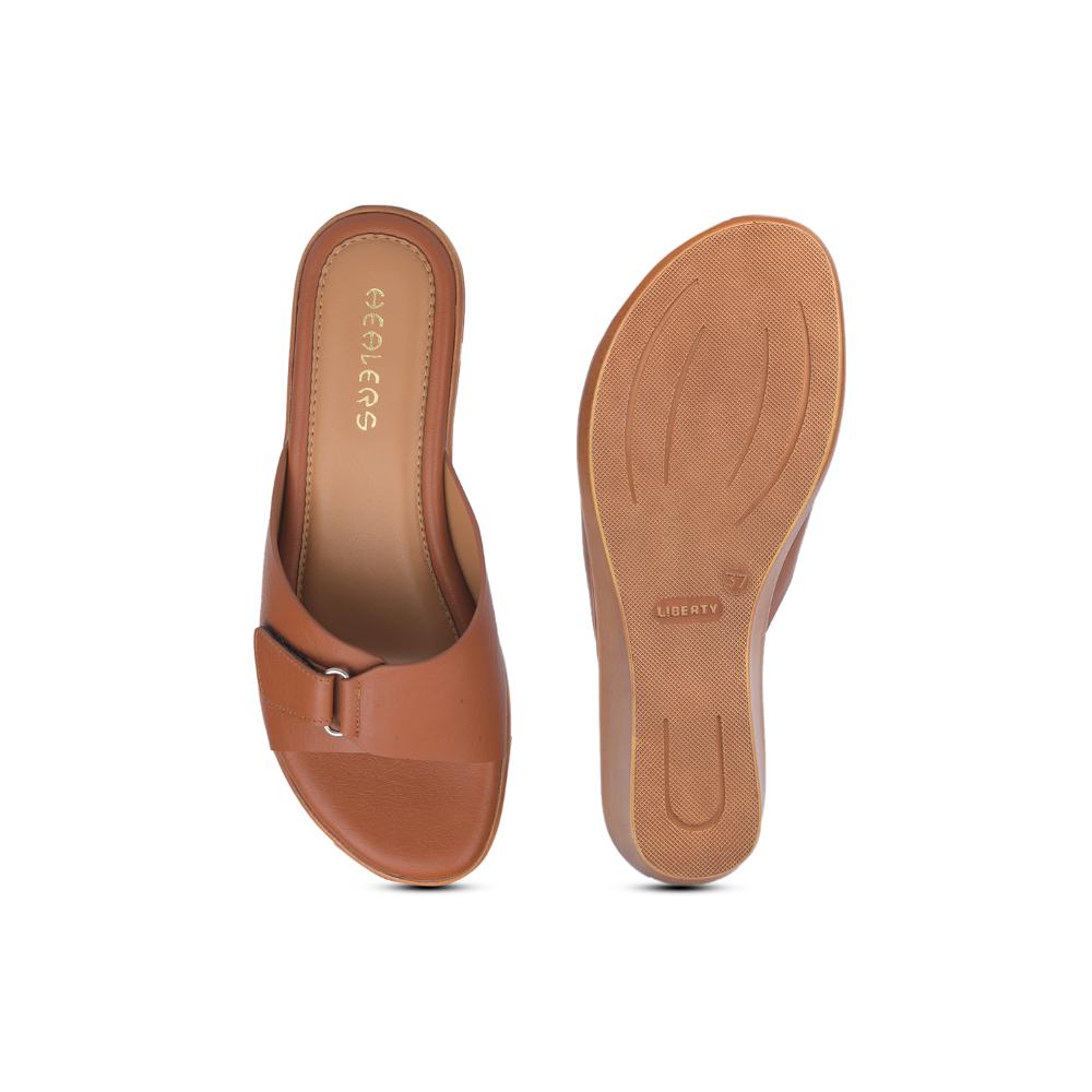 Healers By Liberty Women LDF-21 Tan Wedges Casual Slippers