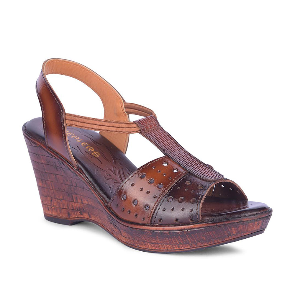 Healers By Liberty Women TLO-54 Tan Wedges Fashion Wedges Heel Sandal