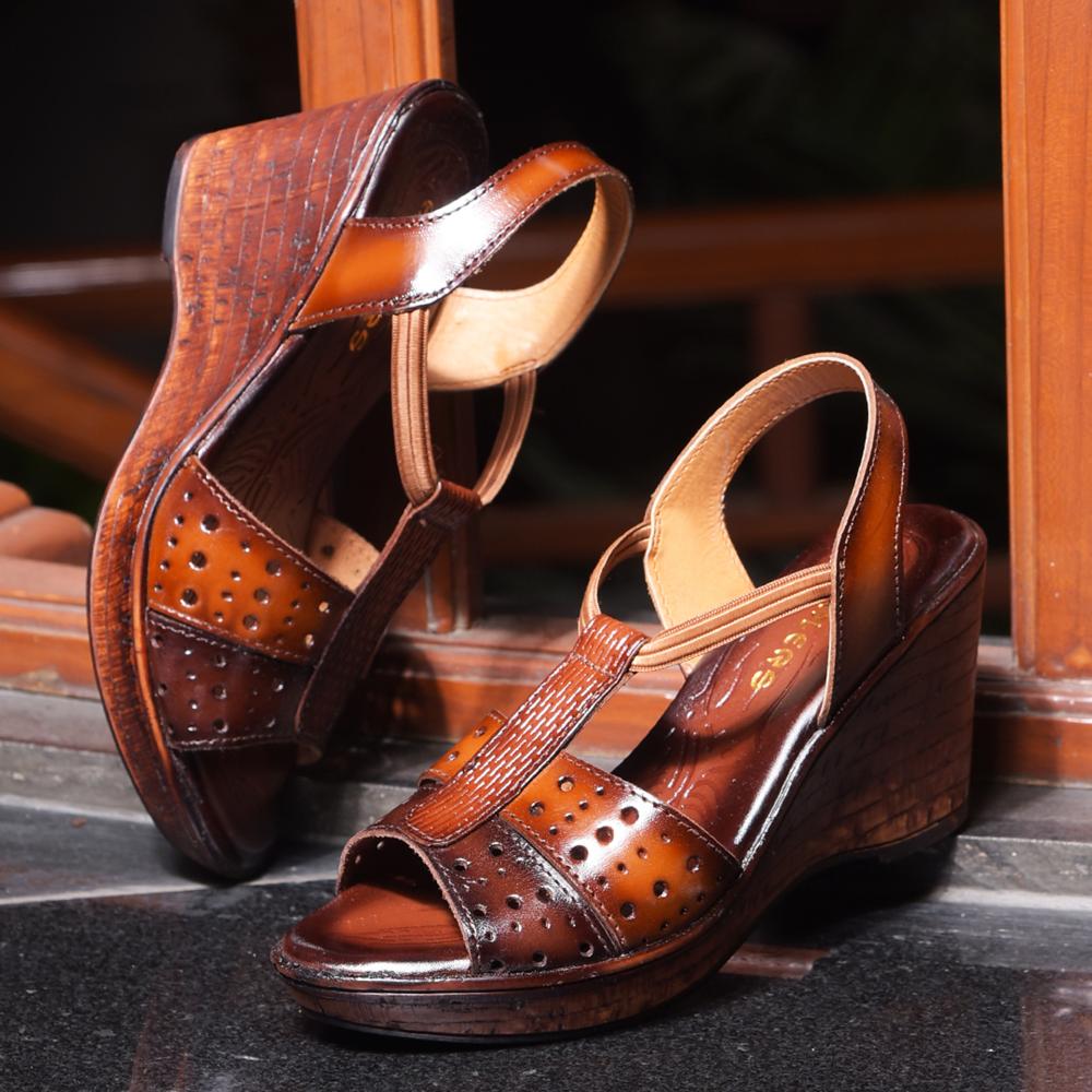 Healers By Liberty Women TLO-54 Tan Wedges Fashion Wedges Heel Sandal