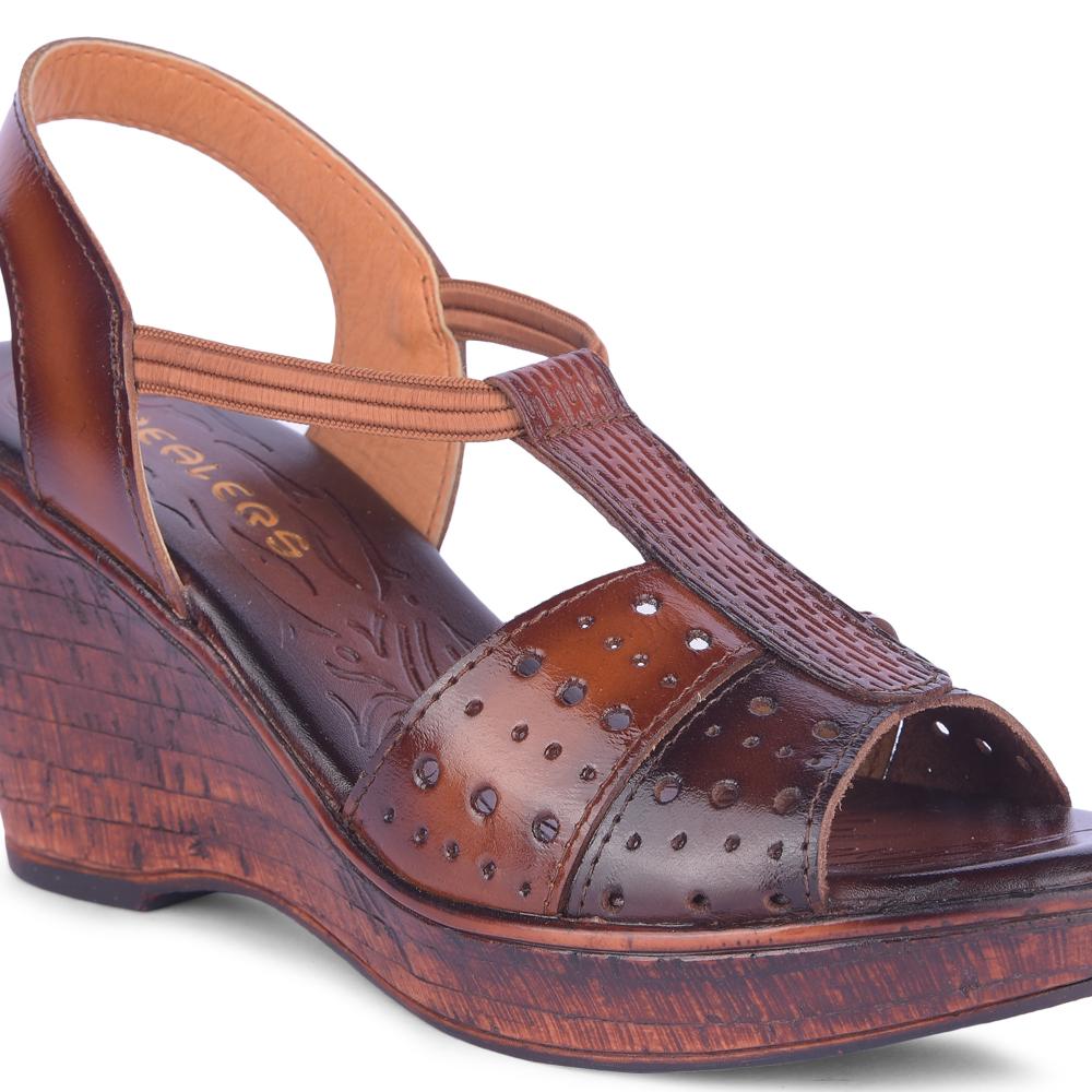 Healers By Liberty Women TLO-54 Tan Wedges Fashion Wedges Heel Sandal