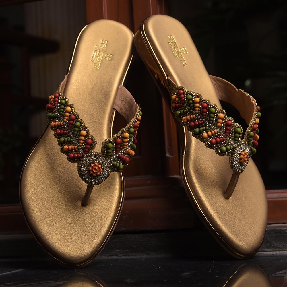 Senorita By Liberty Women STY-45 Golden Ethnic Sandal
