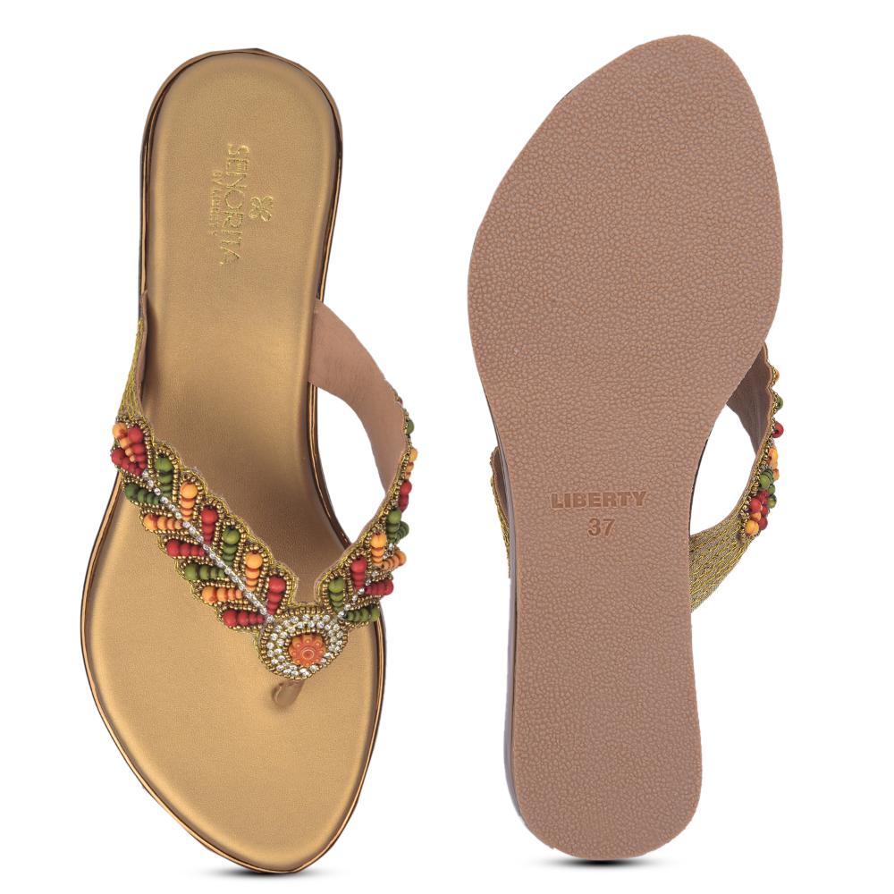 Senorita By Liberty Women STY-45 Golden Ethnic Sandal