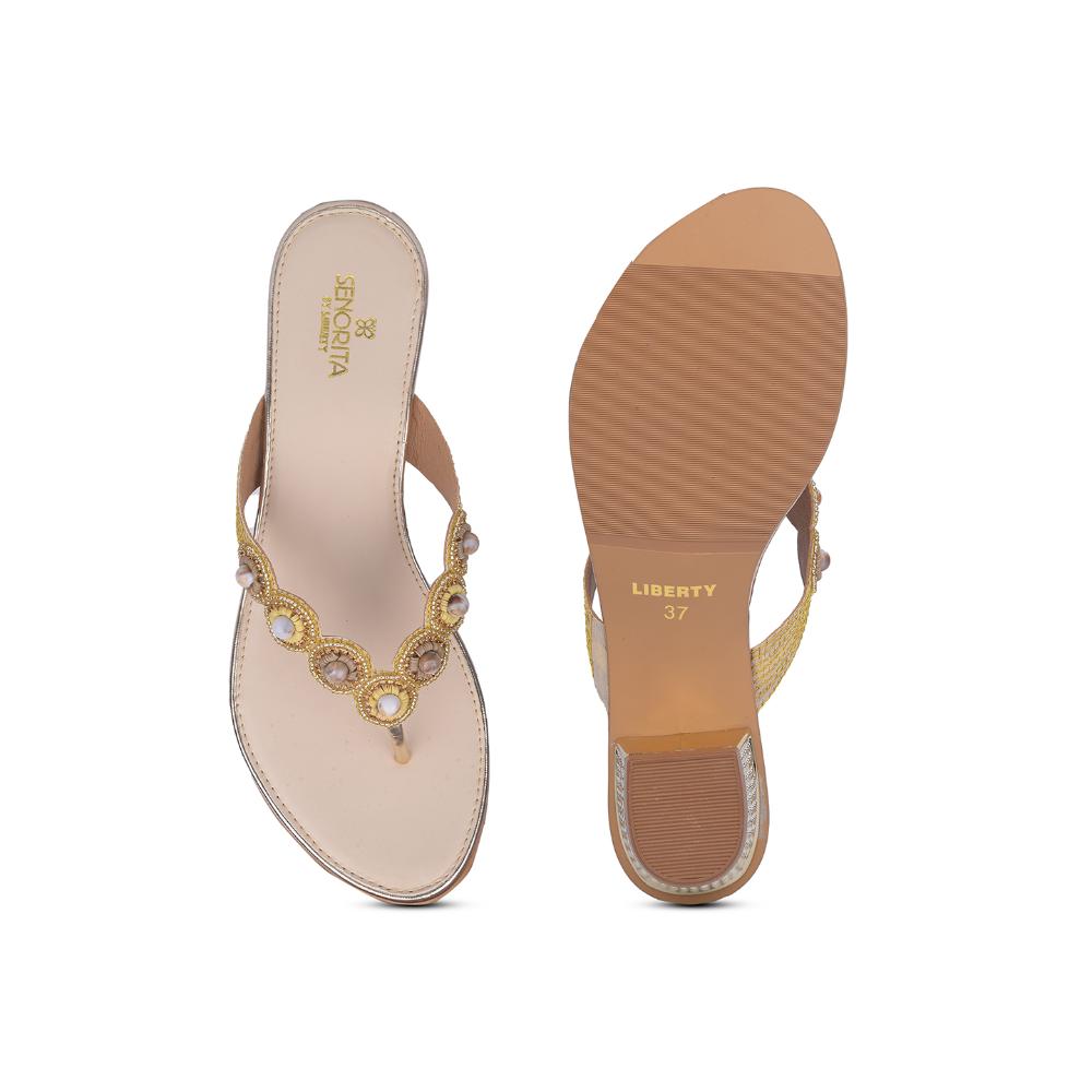 Senorita By Liberty Women STY-41 Golden Ethnic Sandal