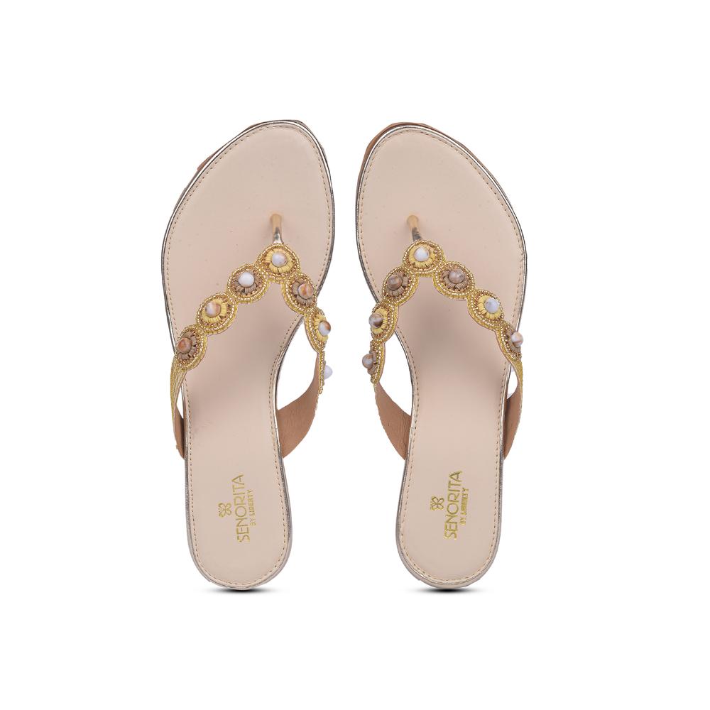 Senorita By Liberty Women STY-41 Golden Ethnic Sandal