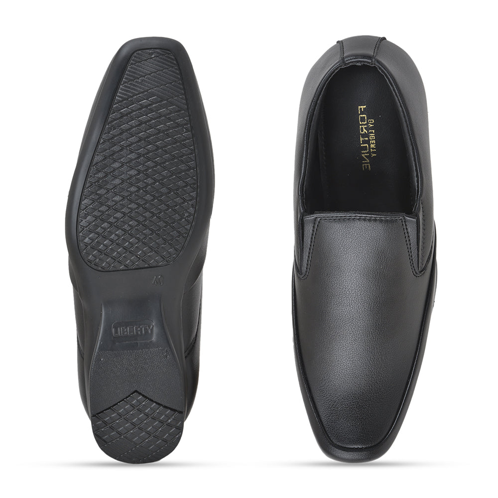 Fortune Non-Lacing Black Formal Shoes For Men A4-27 By Liberty