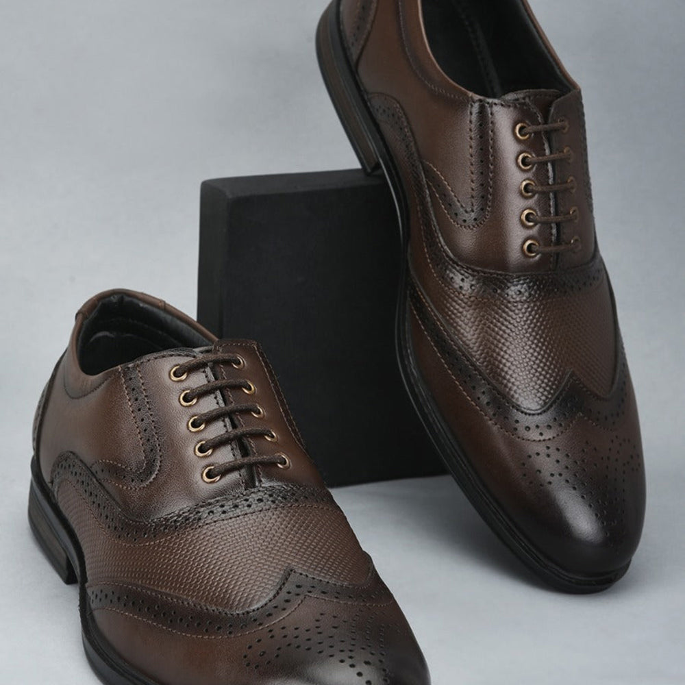 Buy Fortune Formal Brown Lacing Brogue Shoes For Men HOL125E By Liberty — free download