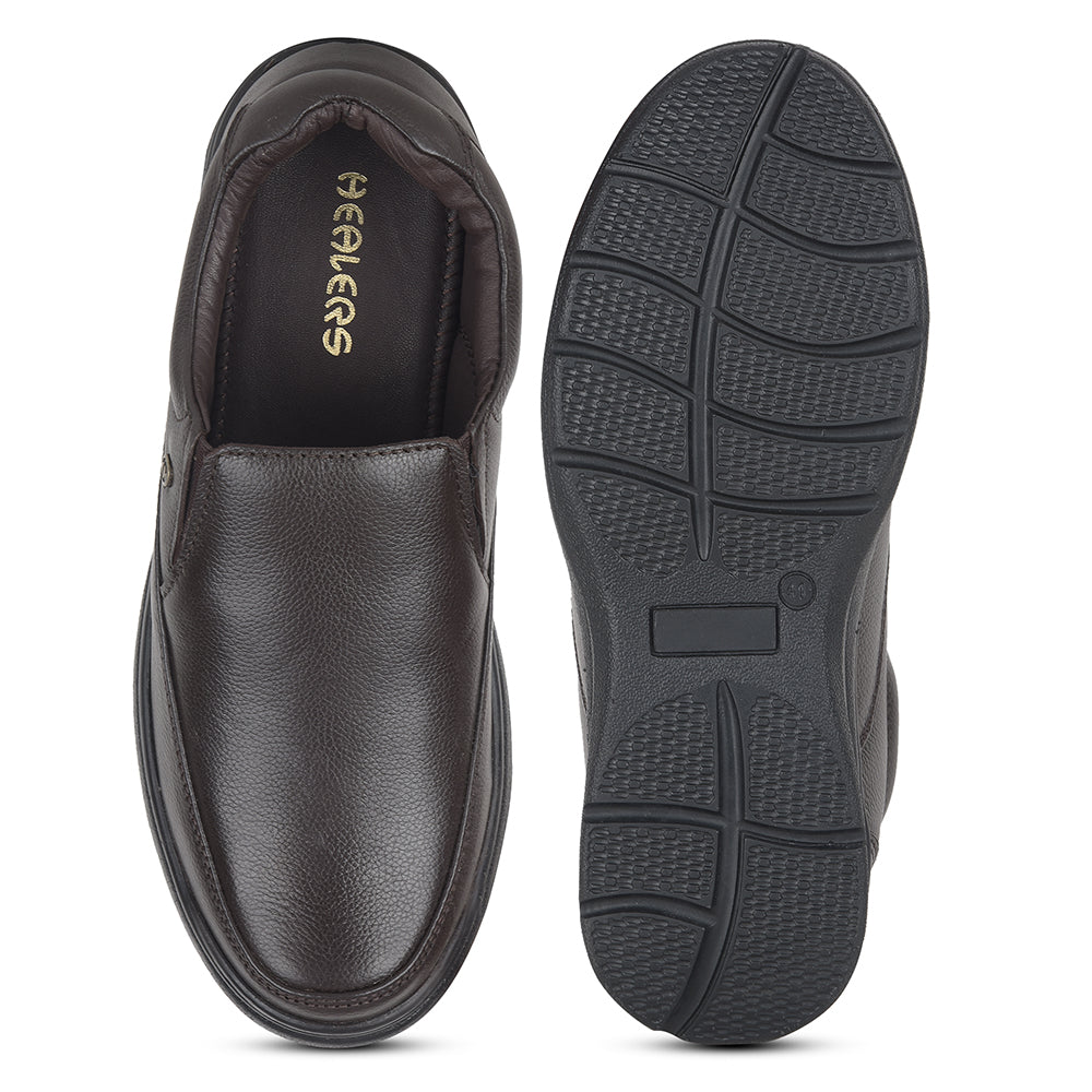 Healers by Liberty Men ERL-6 Brown Formal Non Lacing Shoes