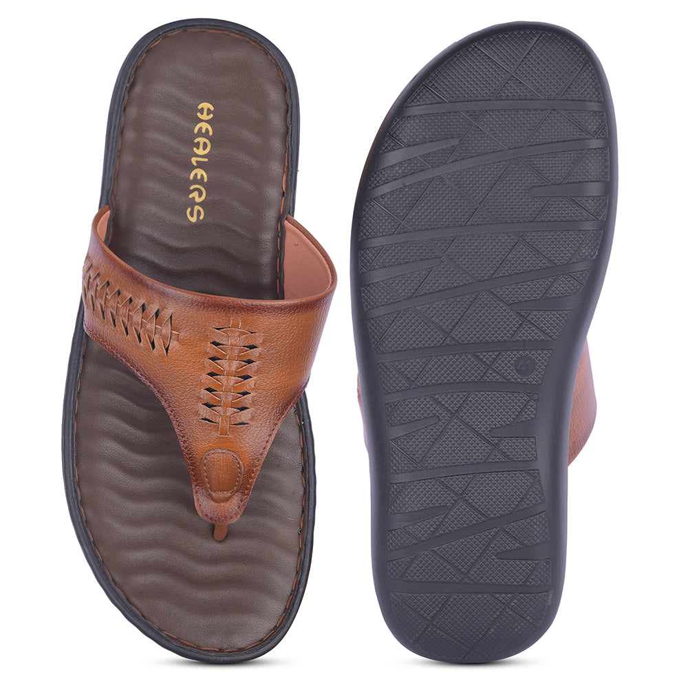 Healers Casual Tan Slipper For Men MSL-4 By Liberty