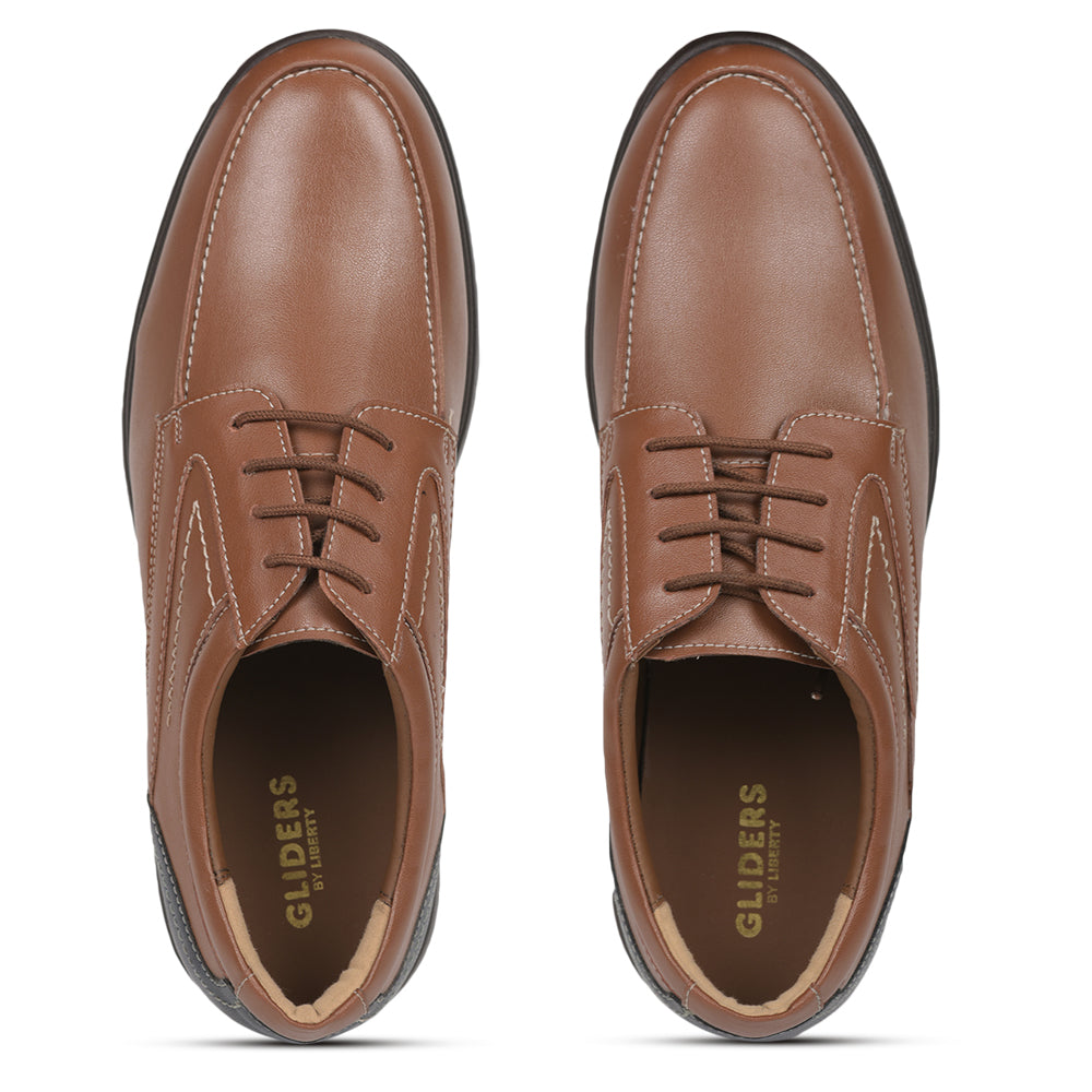 Gliders (Tan) Formal Lace Up Derby Shoes For Men SYN-4 By Liberty