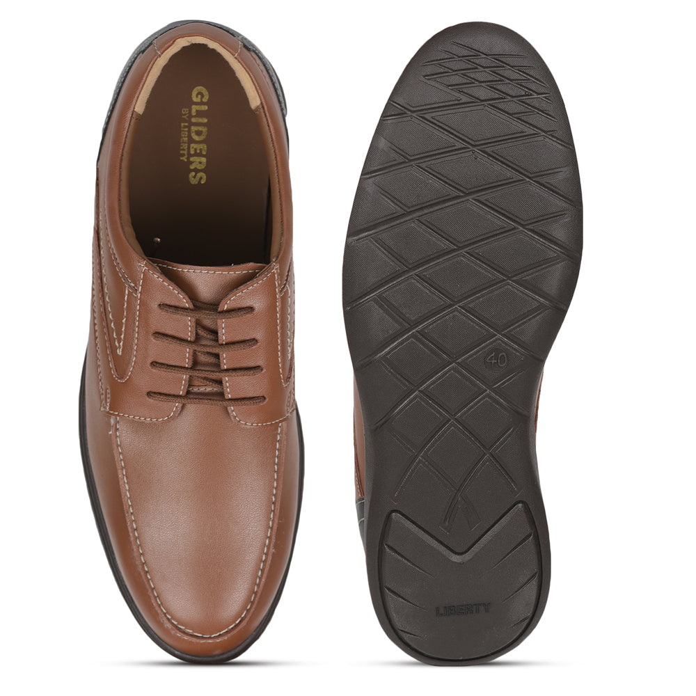 Gliders (Tan) Formal Lace Up Derby Shoes For Men SYN-4 By Liberty
