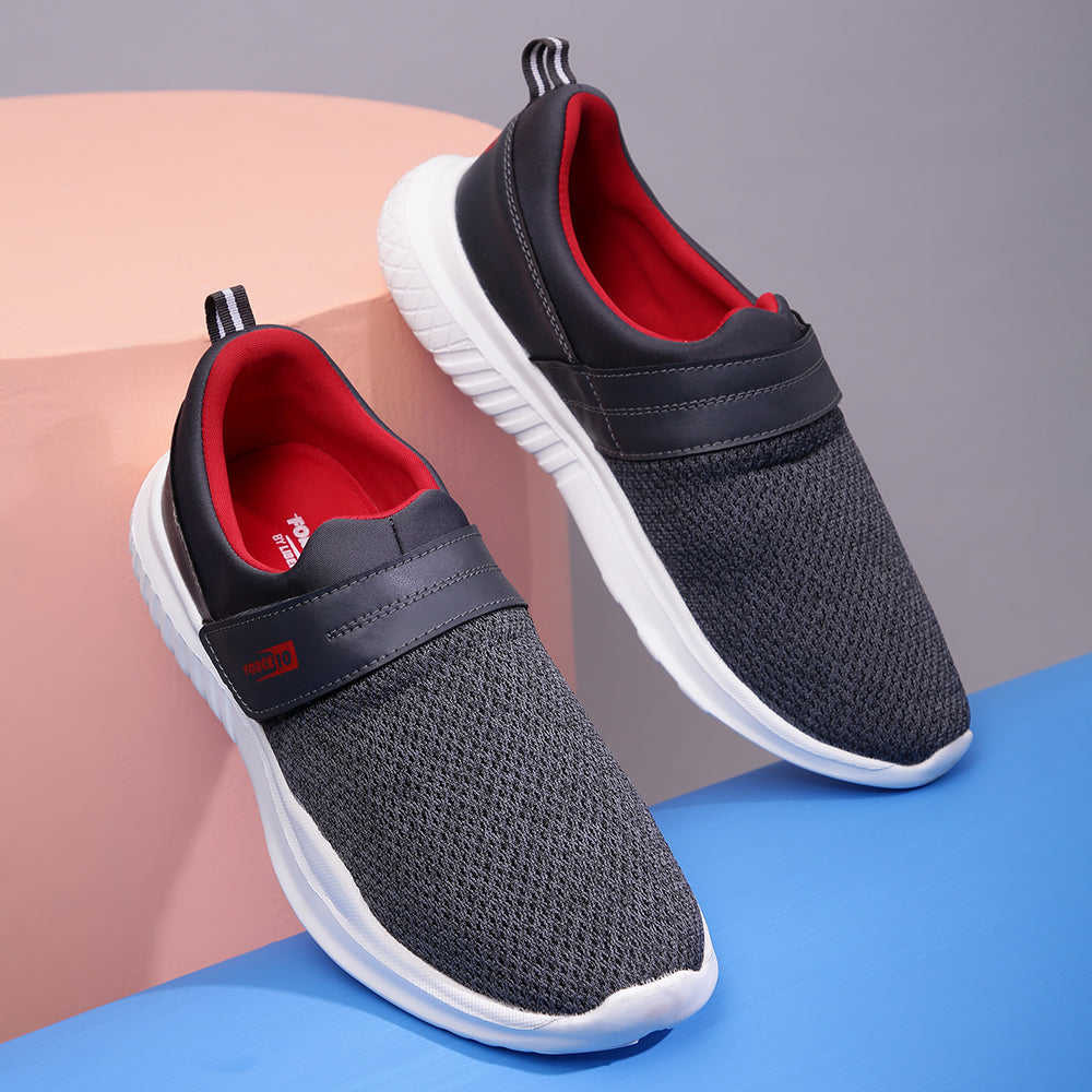 Force 1 Sports Grey Slip-on Walking Shoes For Men VISION-3 By Liberty