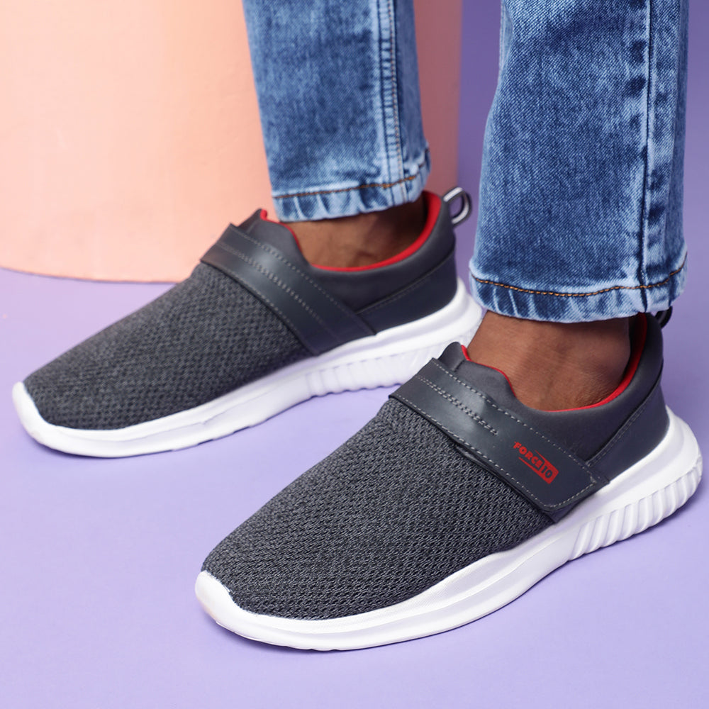 Force 1 Sports Grey Slip-on Walking Shoes For Men VISION-3 By Liberty
