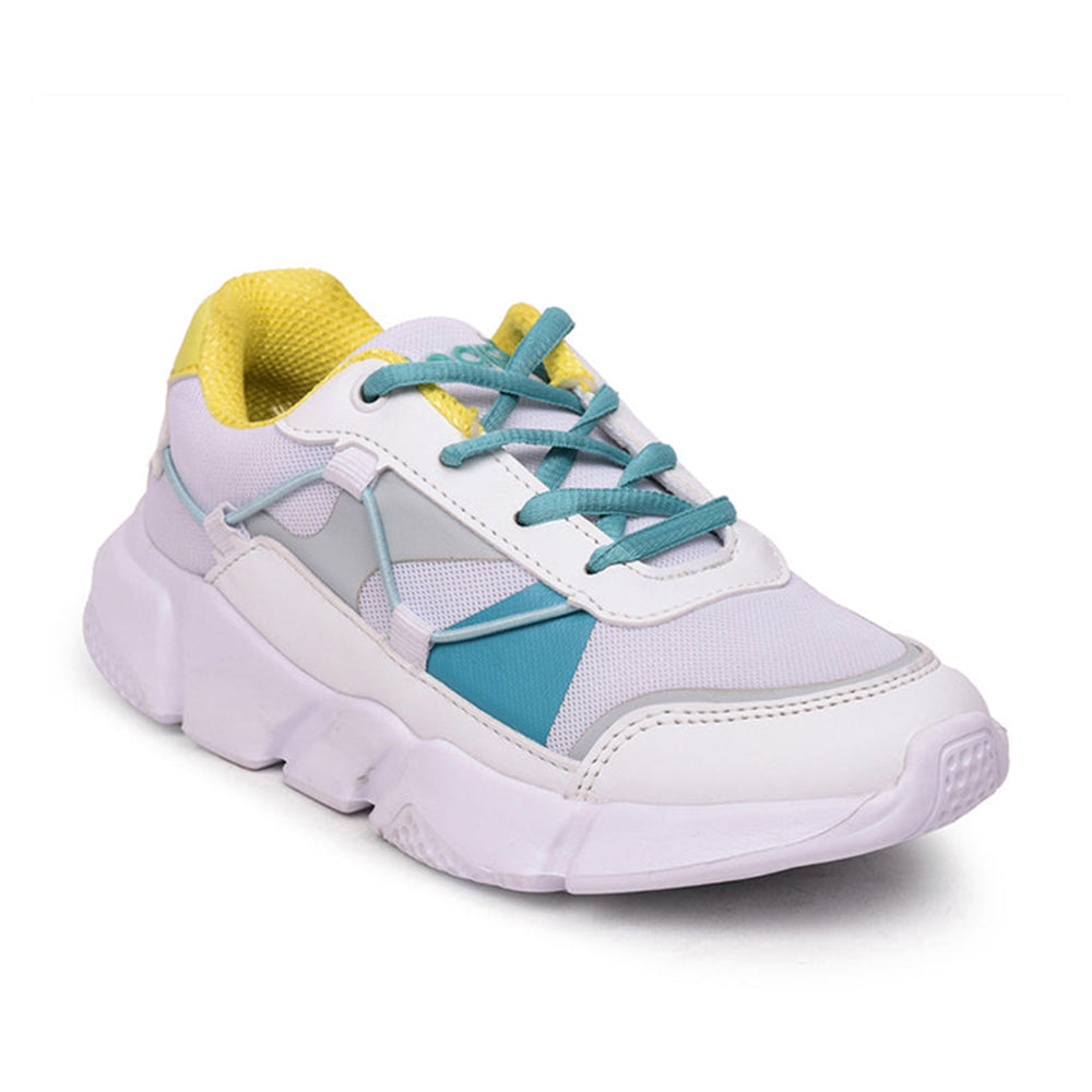 Leap7x Lace Up Athleisure Shoes For Kids (White) POLAR-52 By Liberty