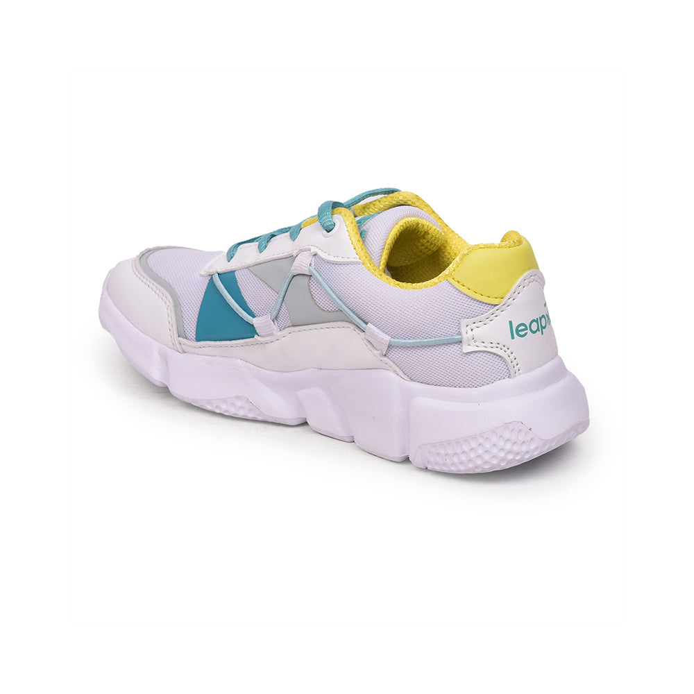 Leap7x Lace Up Athleisure Shoes For Kids (White) POLAR-52 By Liberty