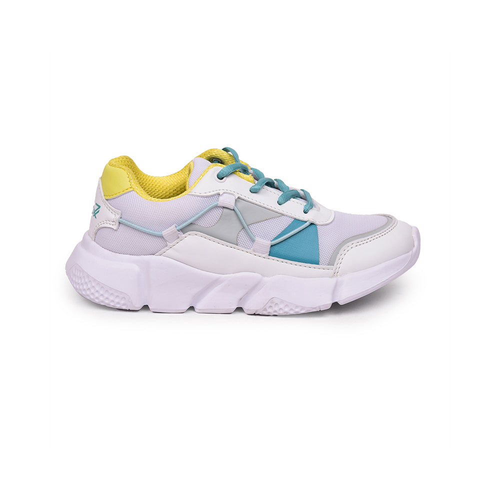 Leap7x Lace Up Athleisure Shoes For Kids (White) POLAR-52 By Liberty