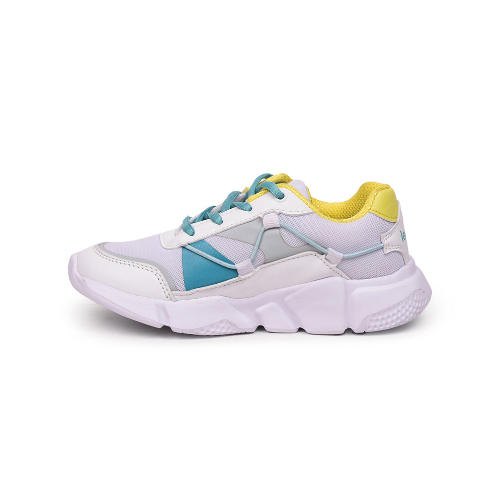 Leap7x Lace Up Athleisure Shoes For Kids (White) POLAR-52 By Liberty