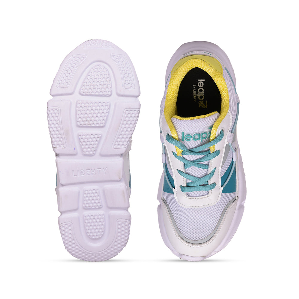 Leap7x Lace Up Athleisure Shoes For Kids (White) POLAR-52 By Liberty