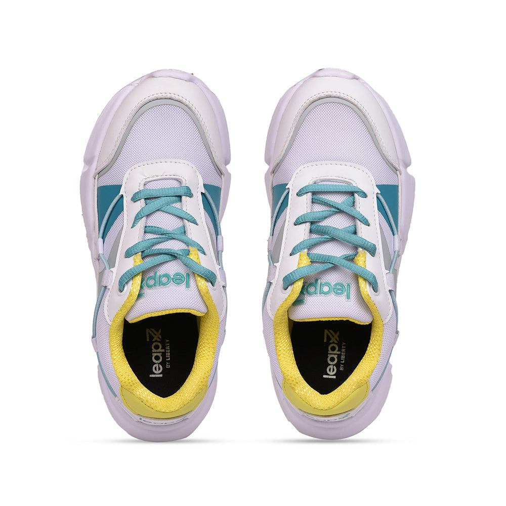 Leap7x Lace Up Athleisure Shoes For Kids (White) POLAR-52 By Liberty