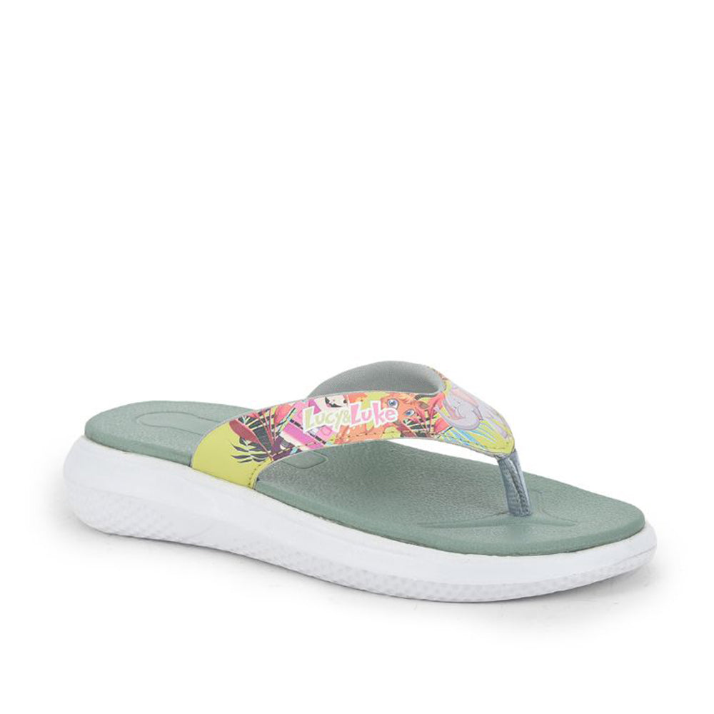Lucy & Luke (Green) Casual Flip-Flop For Kids HIPPO-3T By Liberty