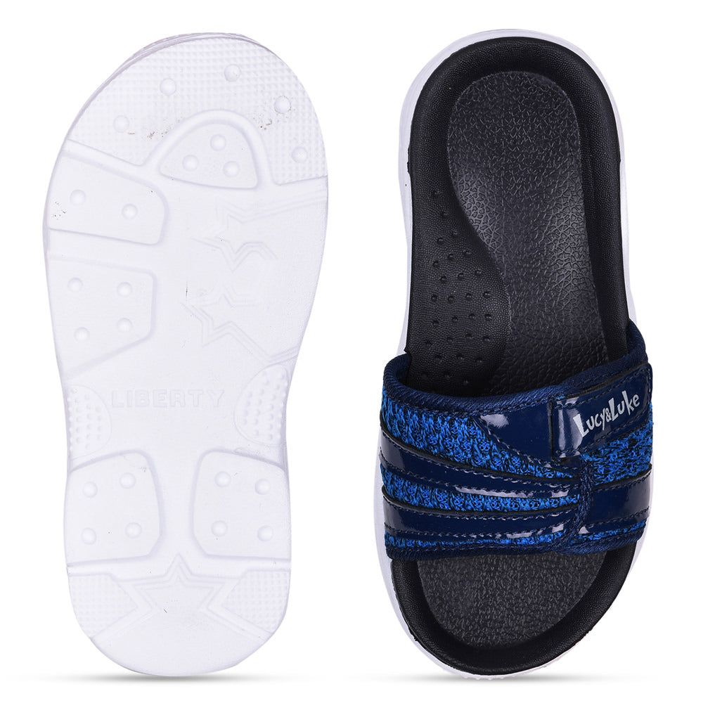 Lucy & Luke (Navy Blue) Casual Slides For Kids RICKY-2S By Liberty
