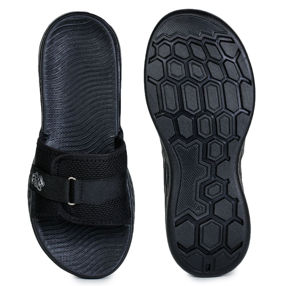 A-HA By Liberty Black Slides For Men IMPACT-1