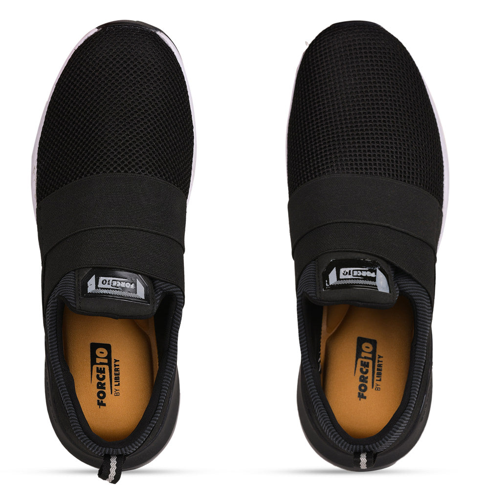 Force 1 Men Black Sports Non Lacing Walking Shoes (TARGET)