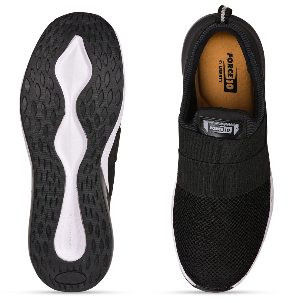 Force 1 Men Black Sports Non Lacing Walking Shoes (TARGET)