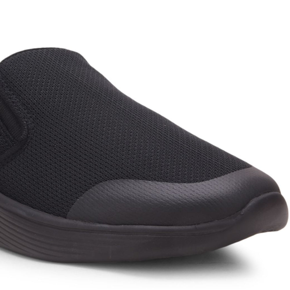 Buy Leap7x Black Sports Non Lacing Walking Shoes For Men EZZAR-1