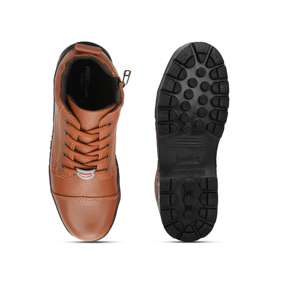 Freedom Casual (Tan) POLICE Leather High Ankle Boot with ZIP VEER-2 By Liberty