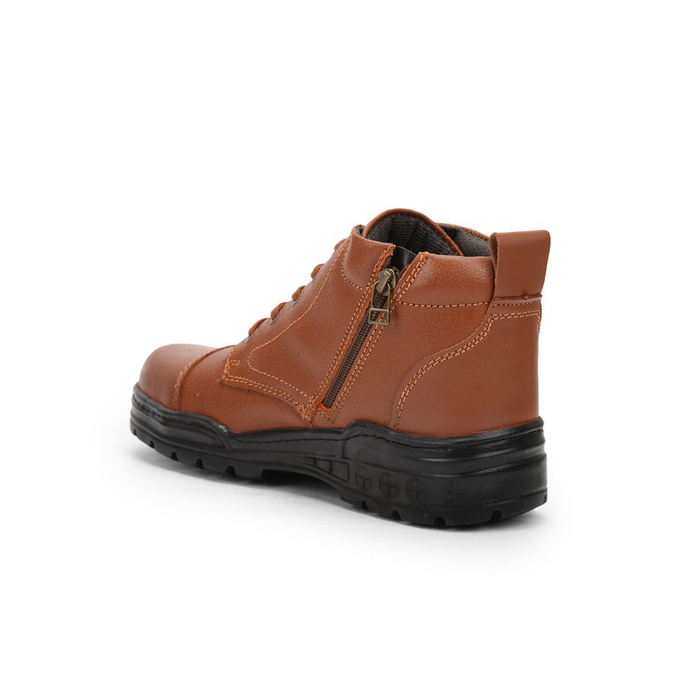 Freedom Casual (Tan) POLICE Leather High Ankle Boot with ZIP VEER-2 By Liberty