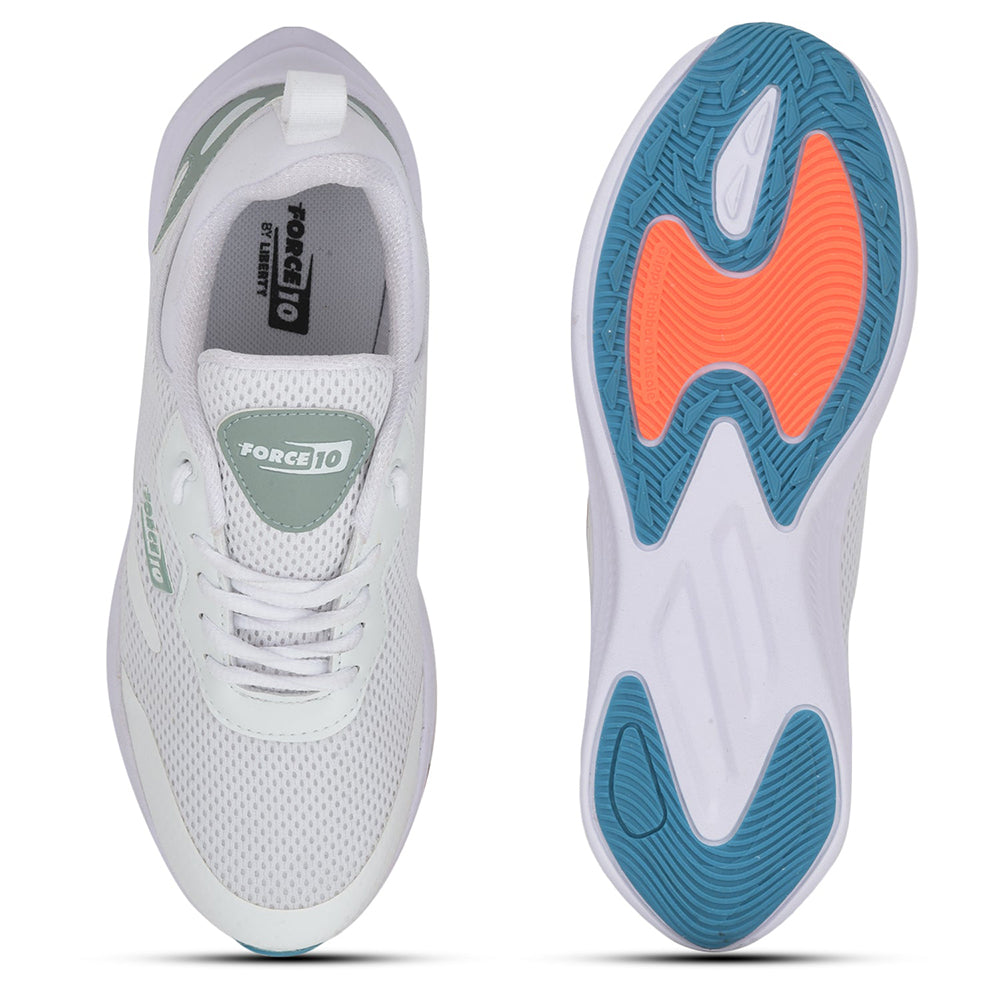 Force 1 Sports Walking Shoes For Men (White) READY-E By Liberty