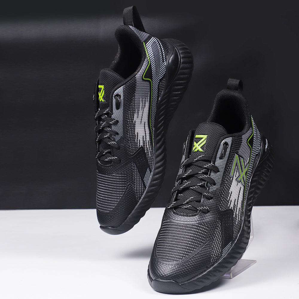 LEst Buy Leap7x Black Sports Lacing Walking Shoes For Men NITSOFT-1E By