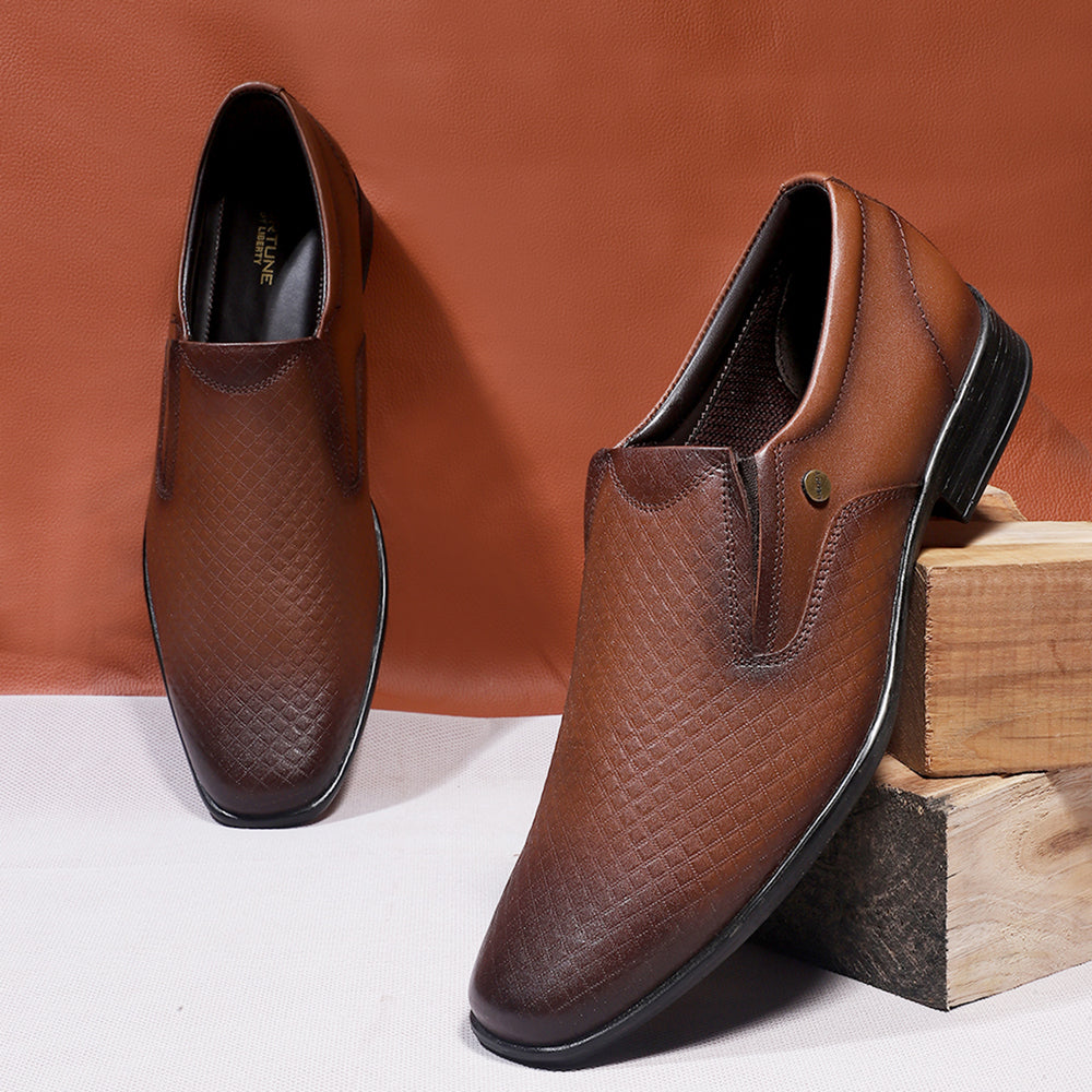 Fortune By Liberty Men LB-28-2E Tan Formal Non Lacing Shoes