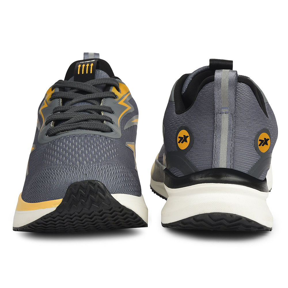 Buy Leap7X Grey Sports Lacing Running Solid Shoes For Men
