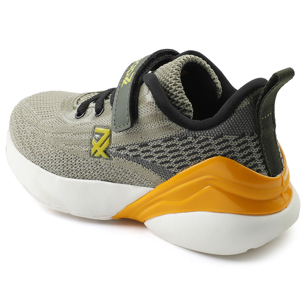 Leap7x Olive Green Sports Lacing Running Shoes For Kids COVER-02 By Liberty