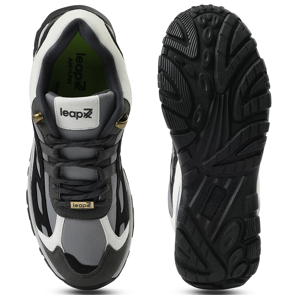Leap7x Light Grey Sports Lacing Running Shoes For Men EAST-1 By Liberty