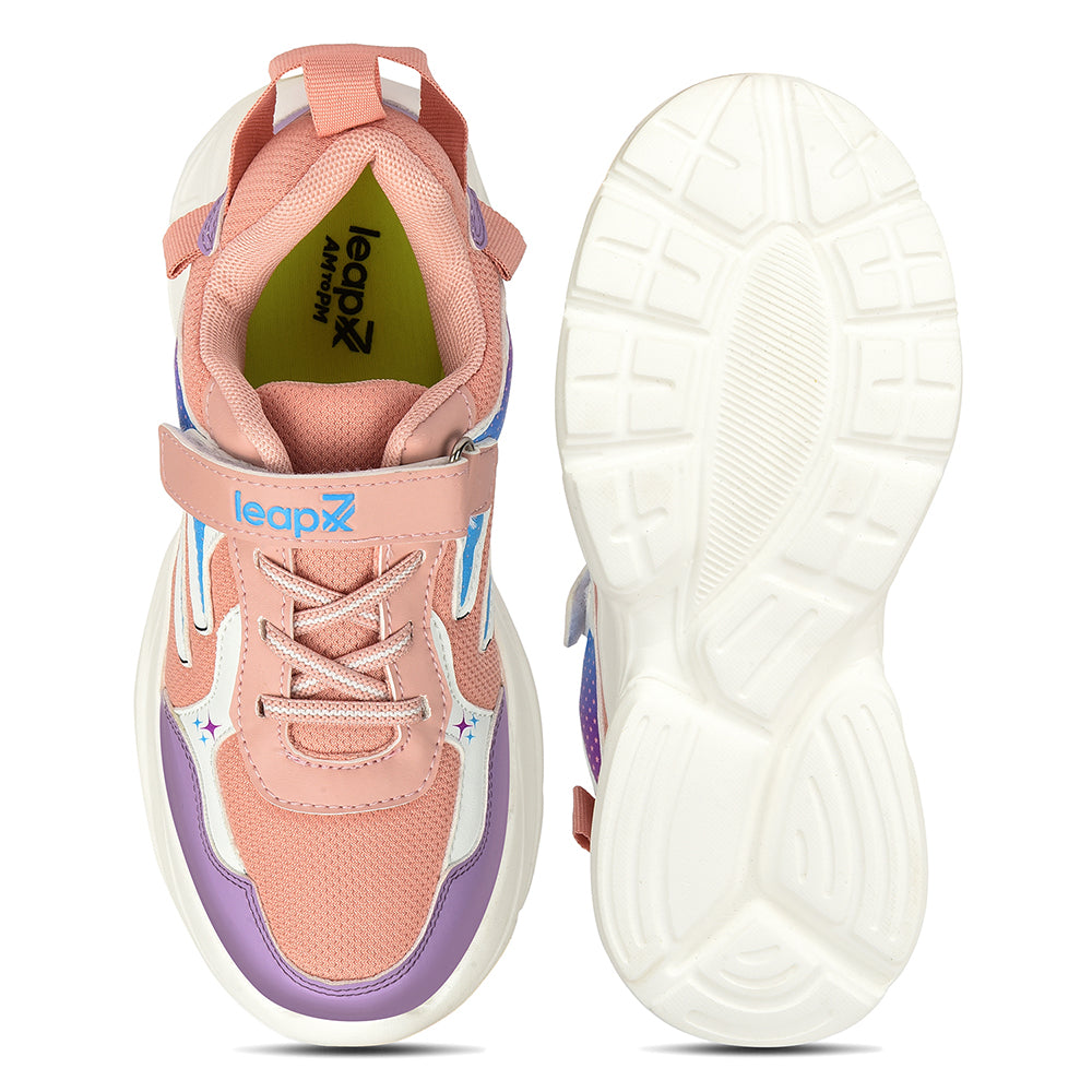 Buy Leap7x Peach Sports Non Lacing Walking Shoes For Kids