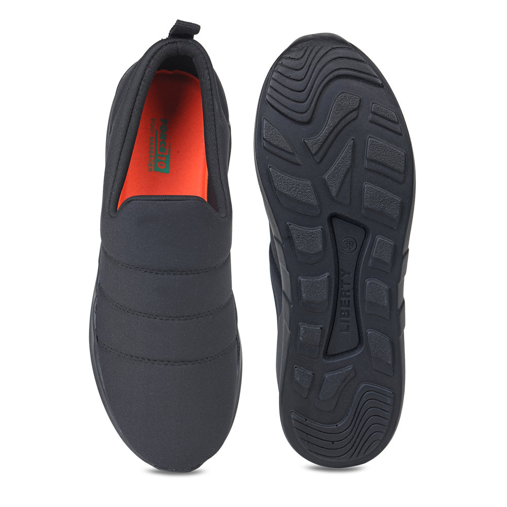 Force 1 Non Lacing Black Casual Slip on Shoes For Women AVILA-BLK By Liberty