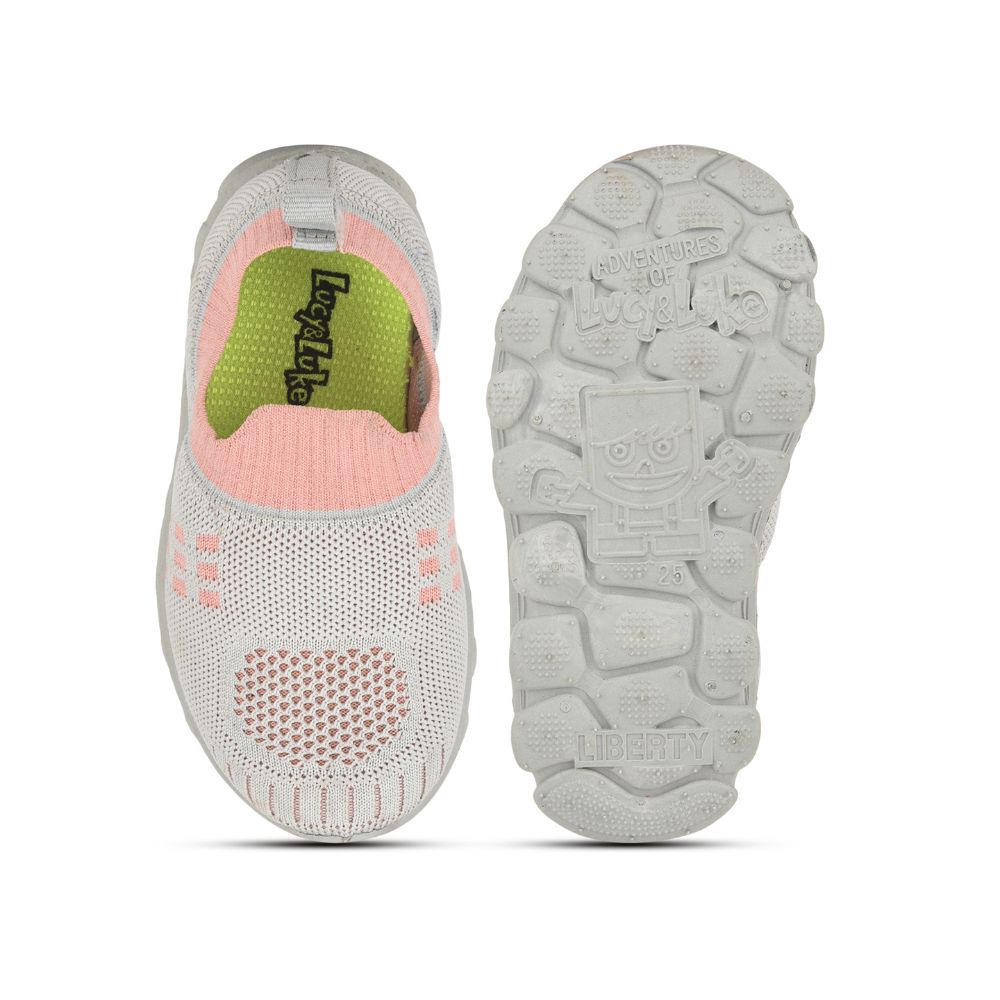 Lucy & Luke (Grey) Casual Non Lacing Shoes For Kids KDL-7 By Liberty