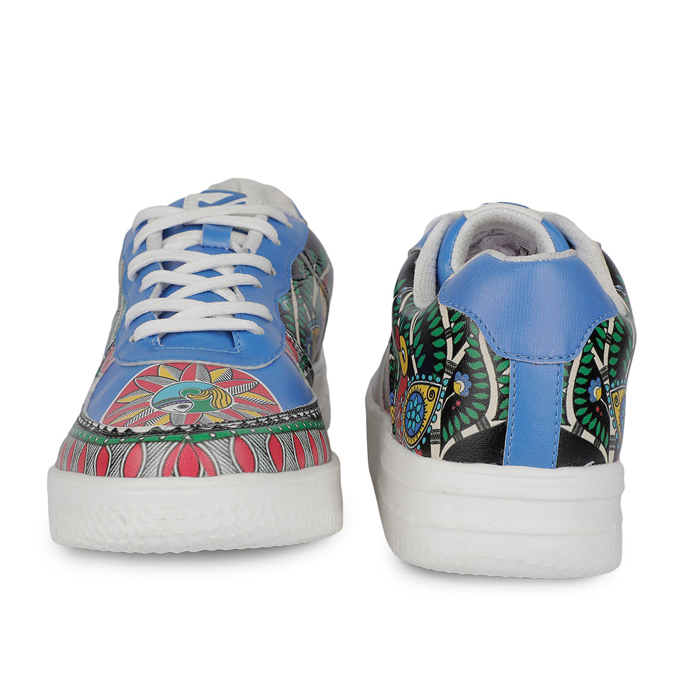 lifegallery☆ Buy Leap7x White Madhubani Art Sneakers For Men MJH-M05