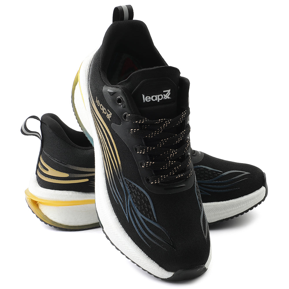 Buy Leap7x Black Sports Lacing Running Shoes For Men MOSCOW-2 By