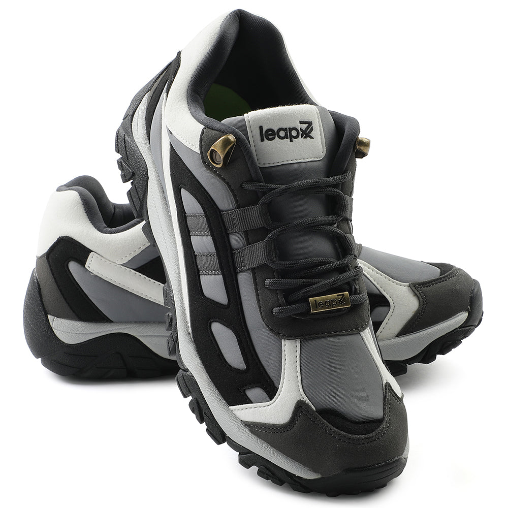 Leap7x Light Grey Sports Lacing Running Shoes For Men EAST-1 By Liberty