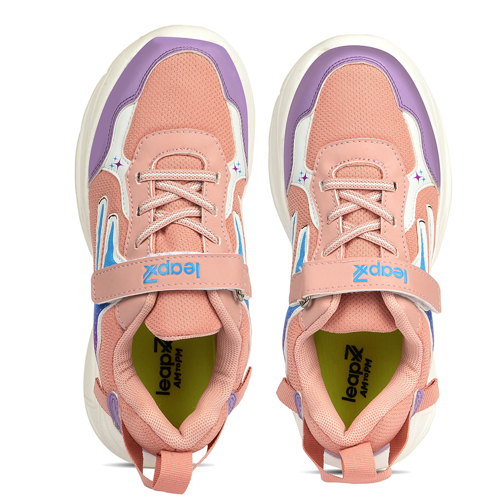 Buy Leap7x Peach Sports Non Lacing Walking Shoes For Kids