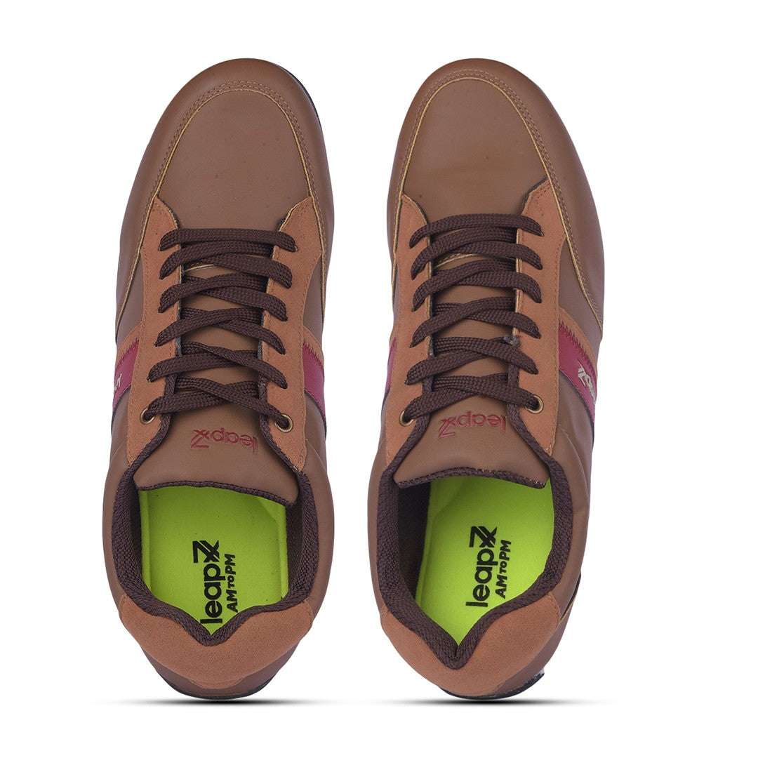 Leap7X LB09-53 Tan Sporty Casual Lacing Running Shoes for Men by Liber