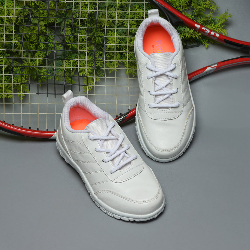 Prefect By Liberty Kids SCHOOL-PTM White School Lacing Shoes