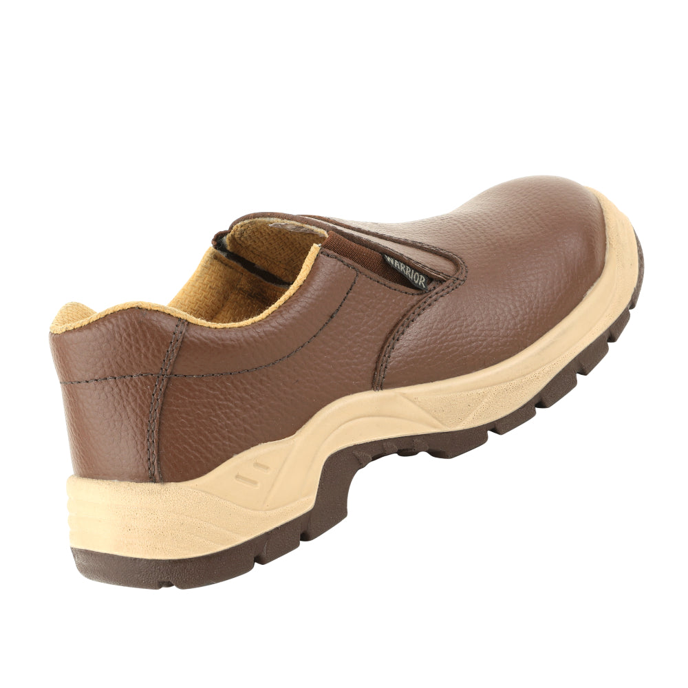 Warrior Slip On Steel Toe Double Density Brown Safety Shoes for Men 33123SAZ By Liberty