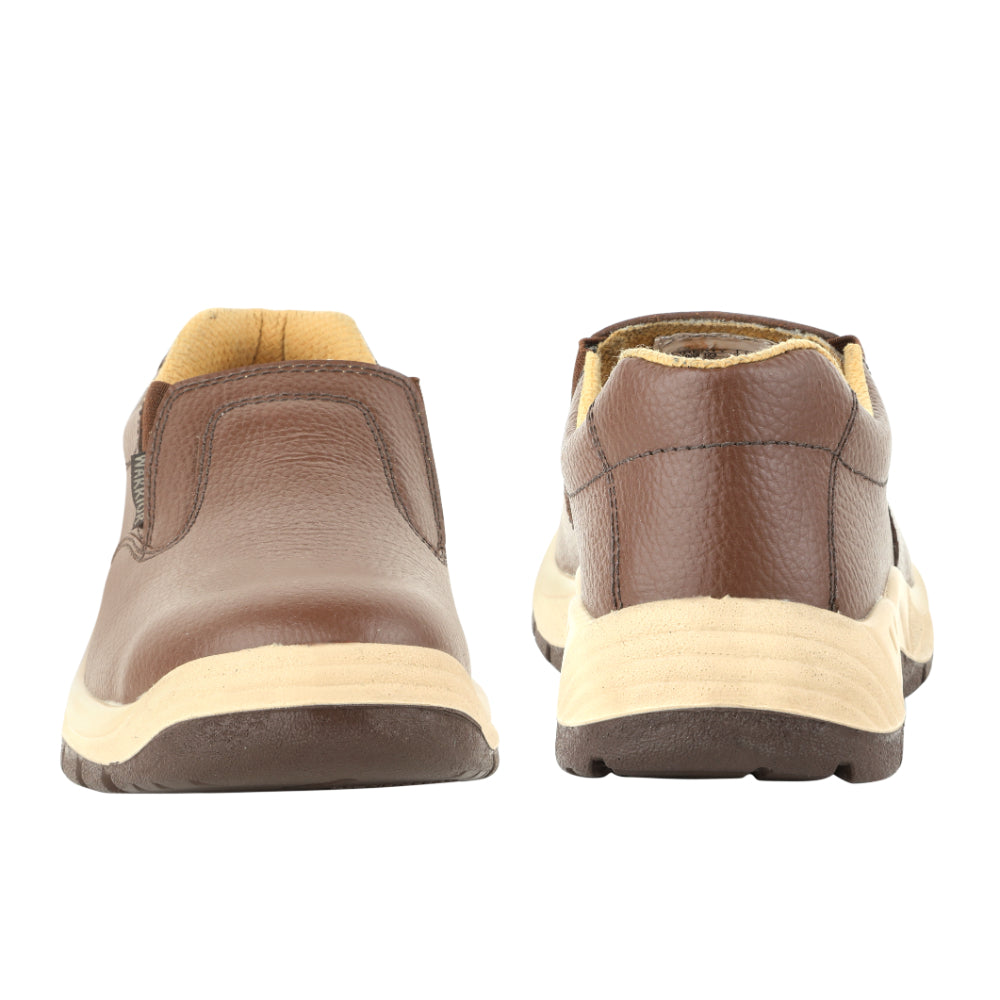 Warrior Slip On Steel Toe Double Density Brown Safety Shoes for Men 33123SAZ By Liberty
